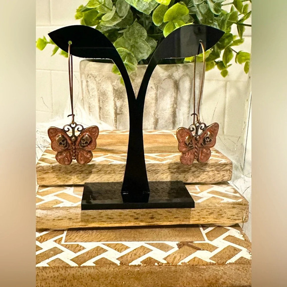 Boho Butterfly Skulls Earrings - Picture 1 of 6